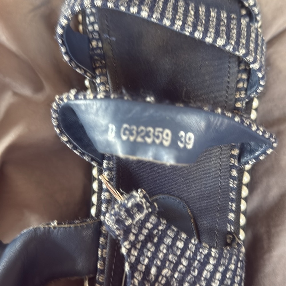 CHANEL Navy and White Strappy Sandals - Picture 6 of 7